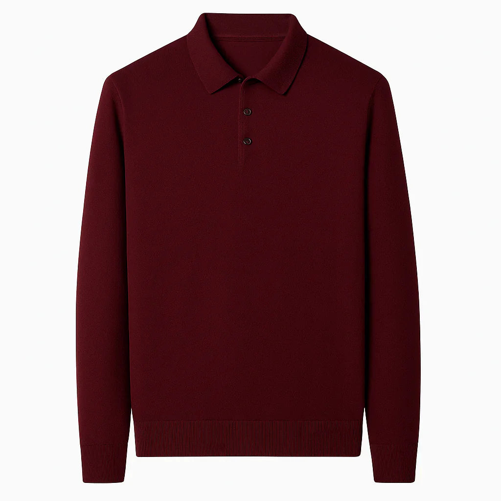 Oxford Knit Polo Sweater – Timeless Warmth and Refined Comfort
