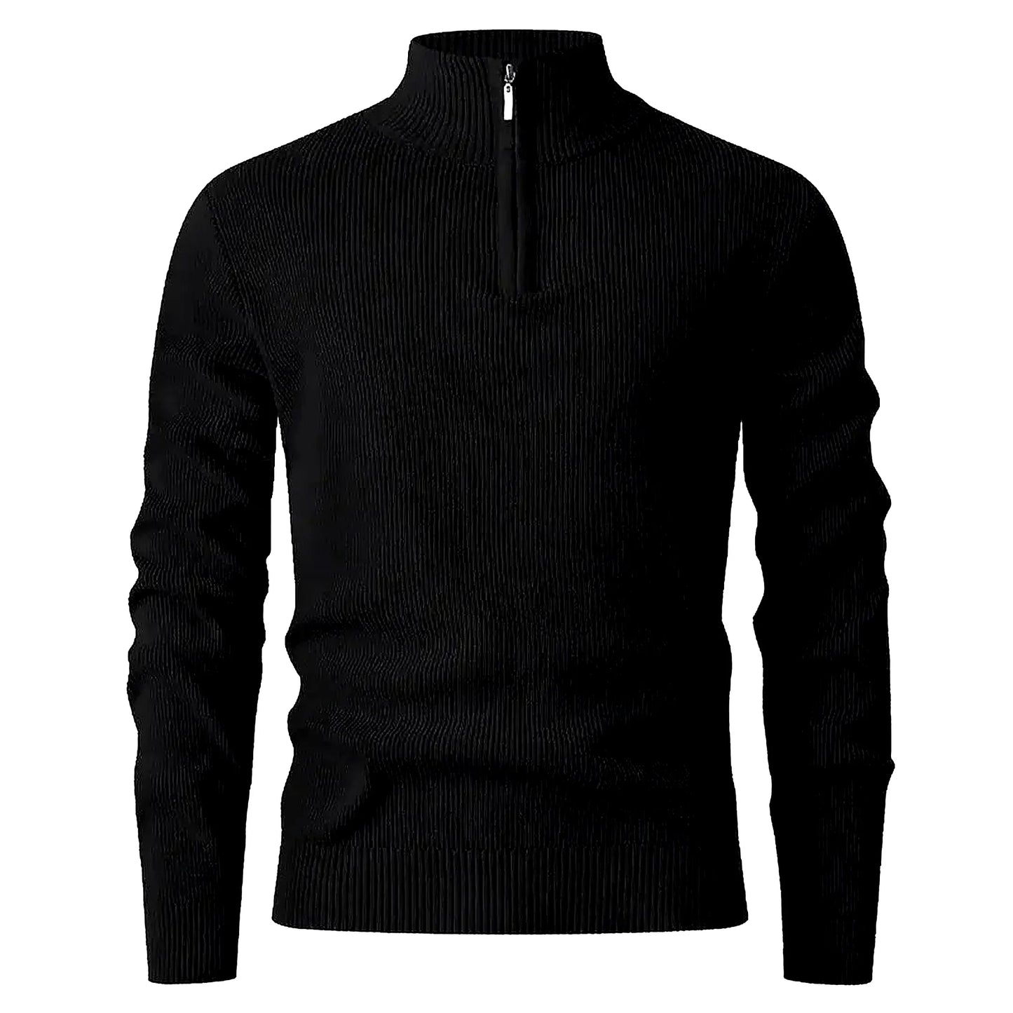 Halden Quarter Zip Knit Sweater in Black