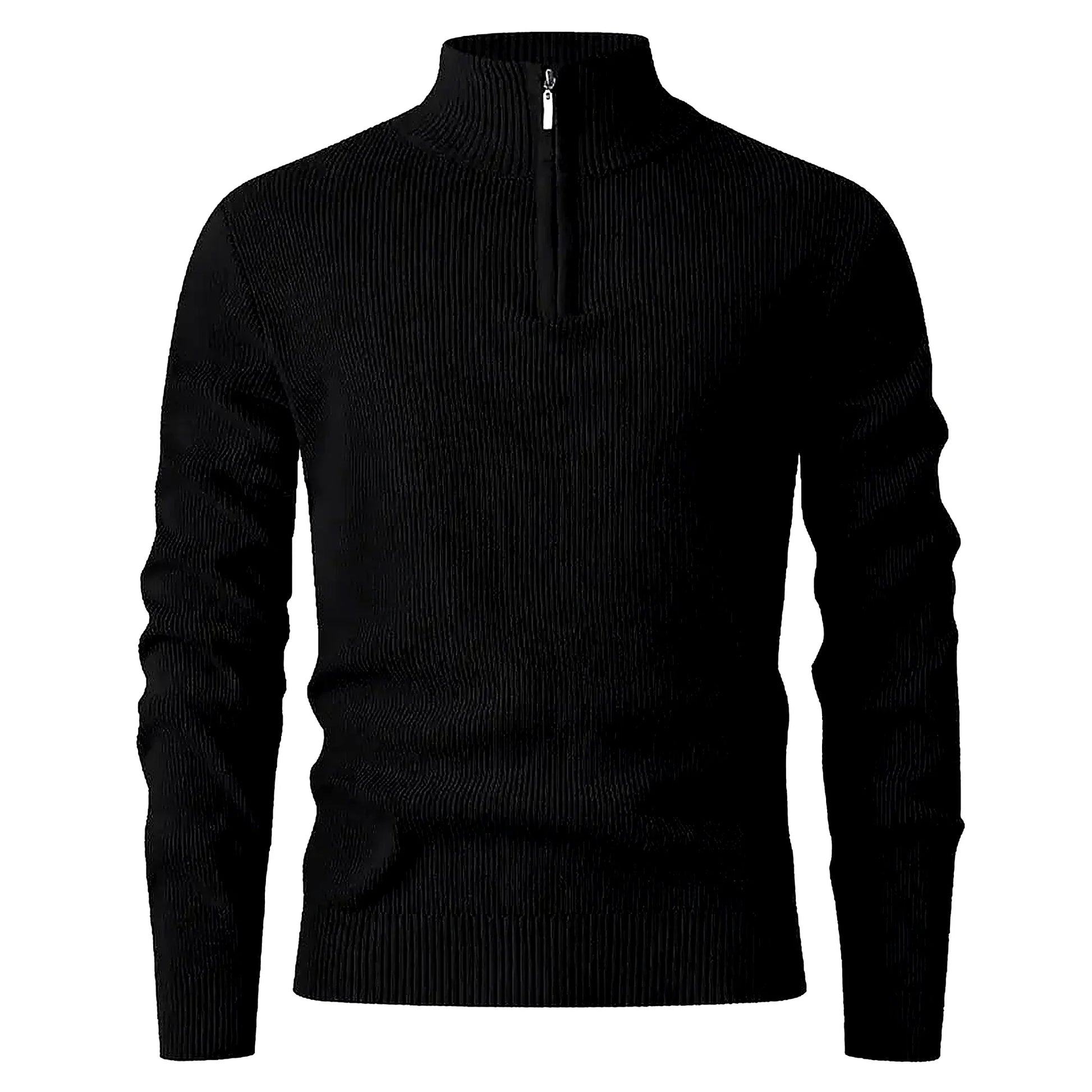 Halden Quarter Zip Knit Sweater in Black