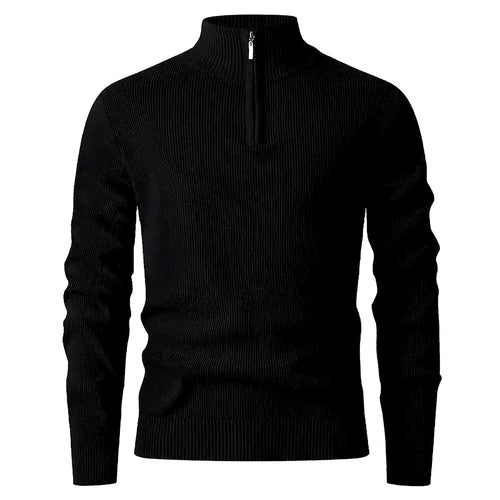 Halden Quarter Zip Knit Sweater in Black