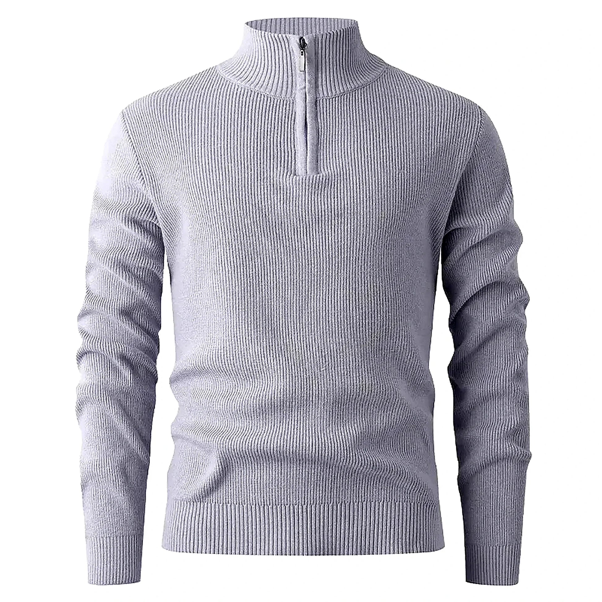Halden Quarter Zip Knit Sweater in Grey