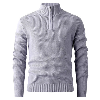 Halden Quarter Zip Knit Sweater in Grey